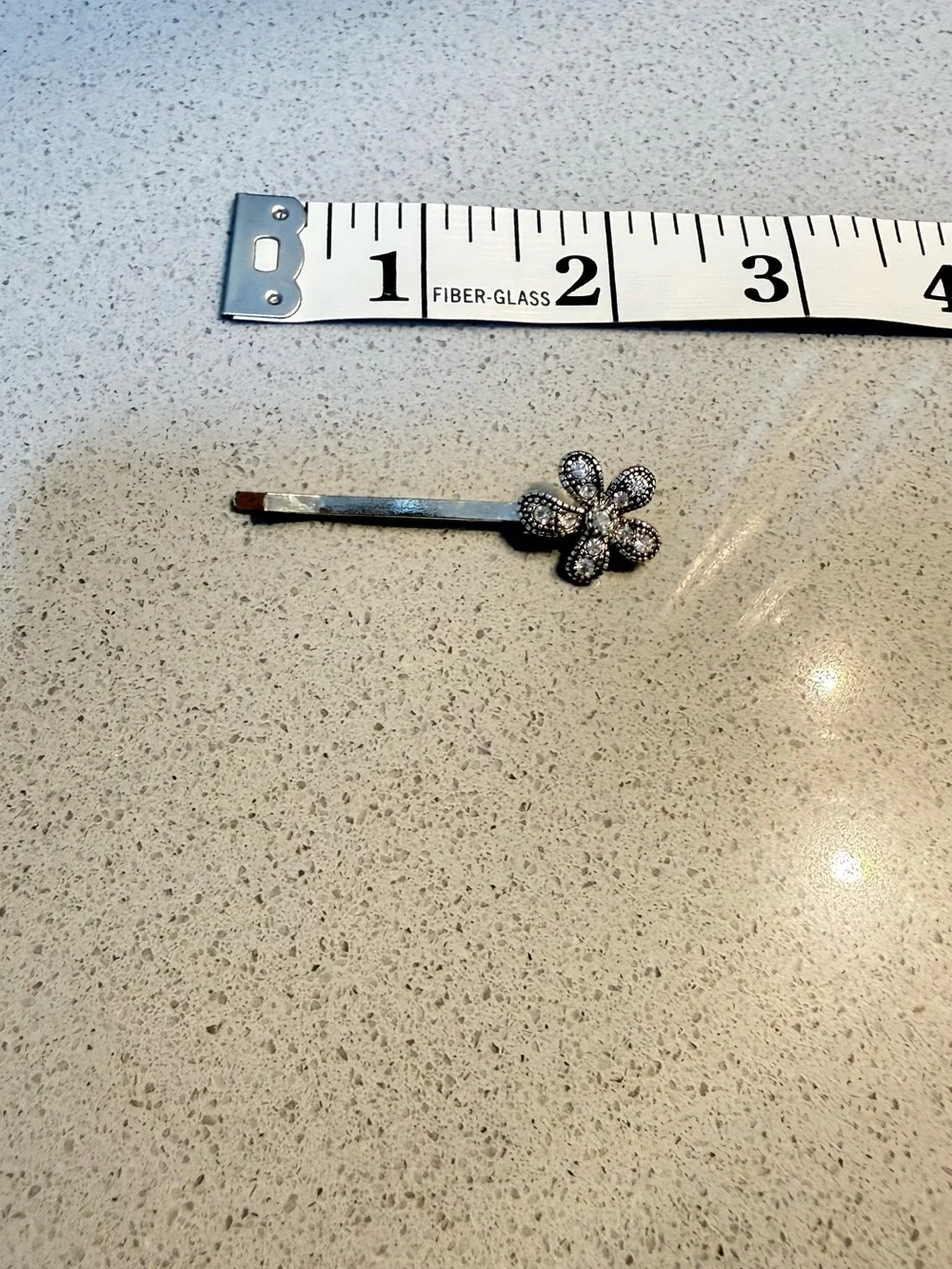 Vintage Rhinestone Flower Bobby Pin Hair Clip - Silver